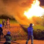 Pożar barakowozu na ulicy ks. Stanisława Brzóski